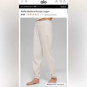 ALO Yoga waffle weekend escape jogger size XS